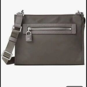 Michael Kors Gray Janie Crossbody East-West Messenger Bag with Adjustable Strap